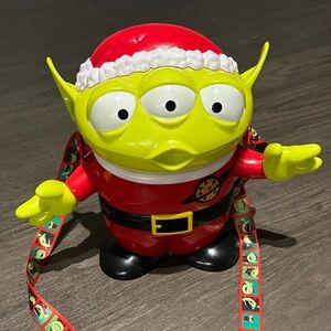 Alien Santa popcorn bucket with Red and Yellow Colors
